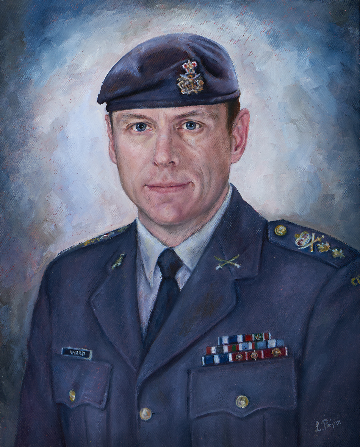 realistic oil painting portrait, Canadian Corps, Military, portrait artist Lydia Pepin