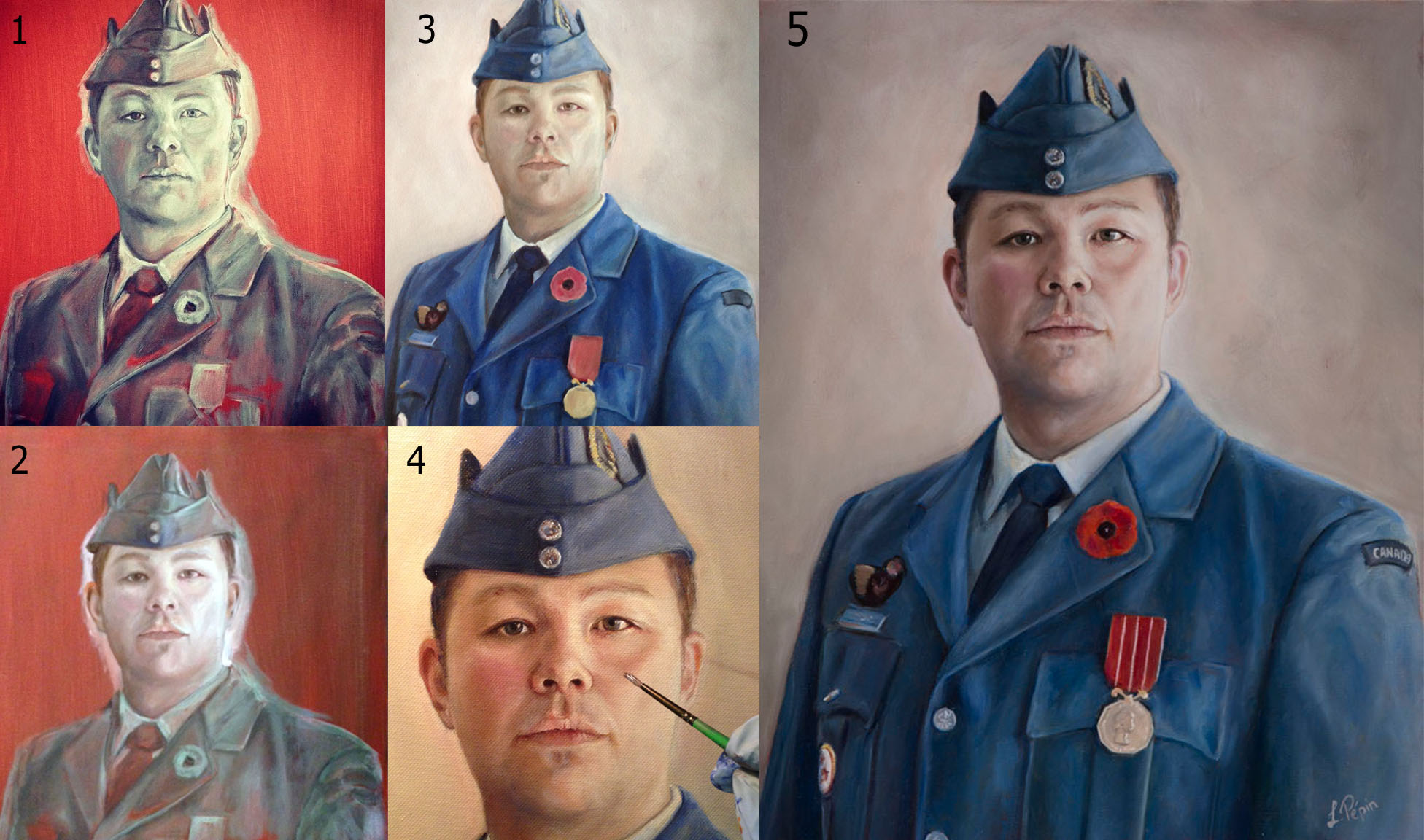 Stages of oil painting portrait