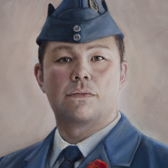 realistic portrait oil painting, Military, Major, RCAF, artist Lydia Pepin